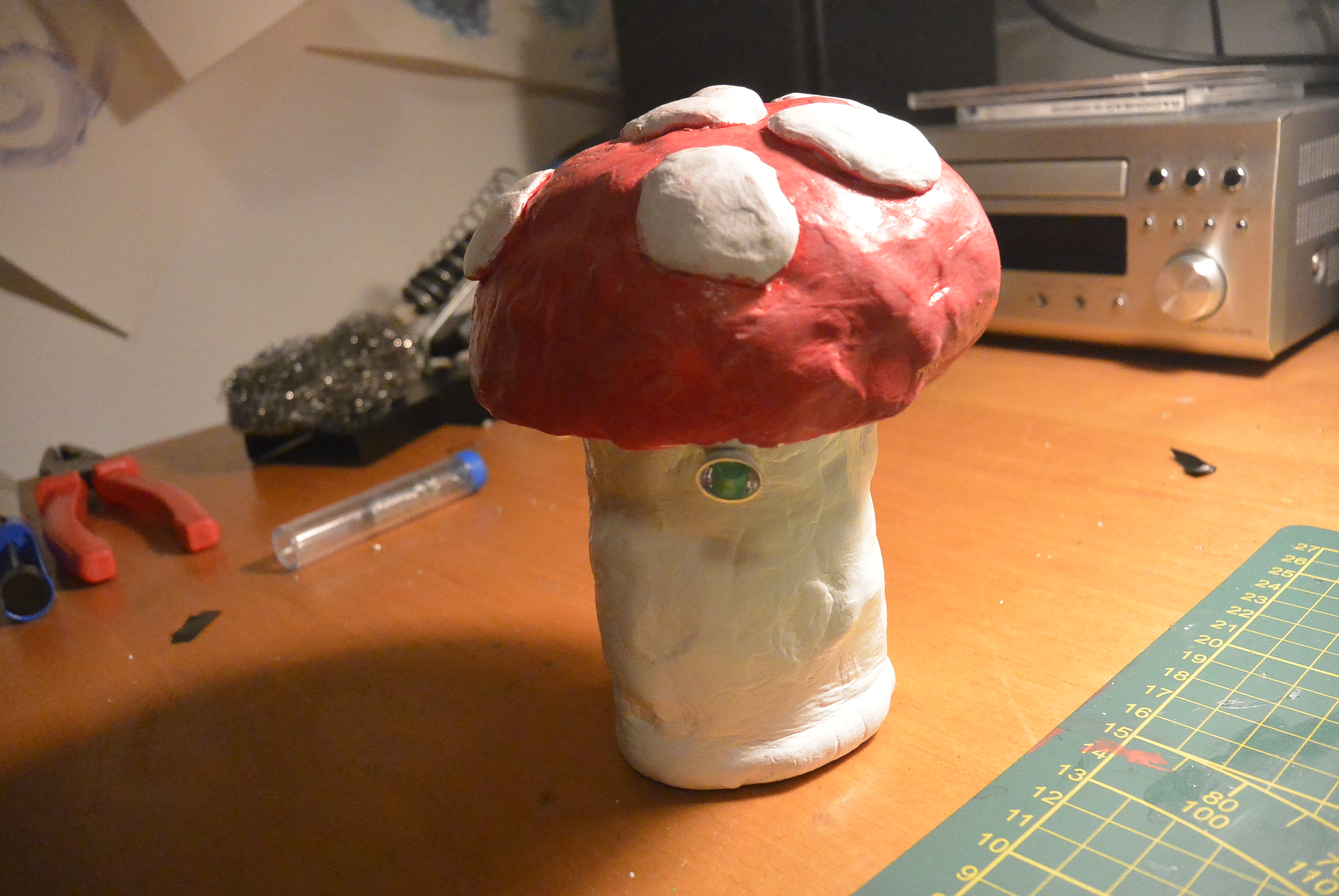 A picture a mushroom lamp finished